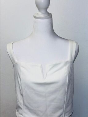 White Square Neck Tank Top